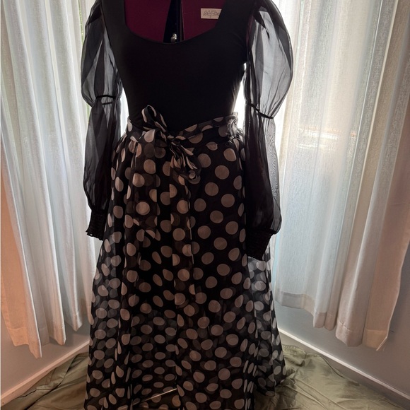 Moon Orchid Dresses & Skirts - Elegant Black and White Polka Dot Skirt